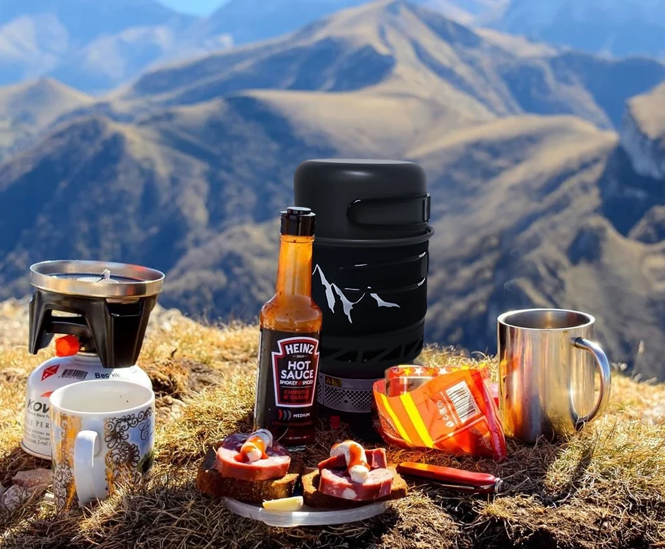 WESTTUNE Camping-Kochset, Herd, Topf, Pfanne, Kochgeschirr-System mit Wärmetauscher, Outdoor-Propan-Kochausrüstung, Outdoor-Zubehör – Detail 12