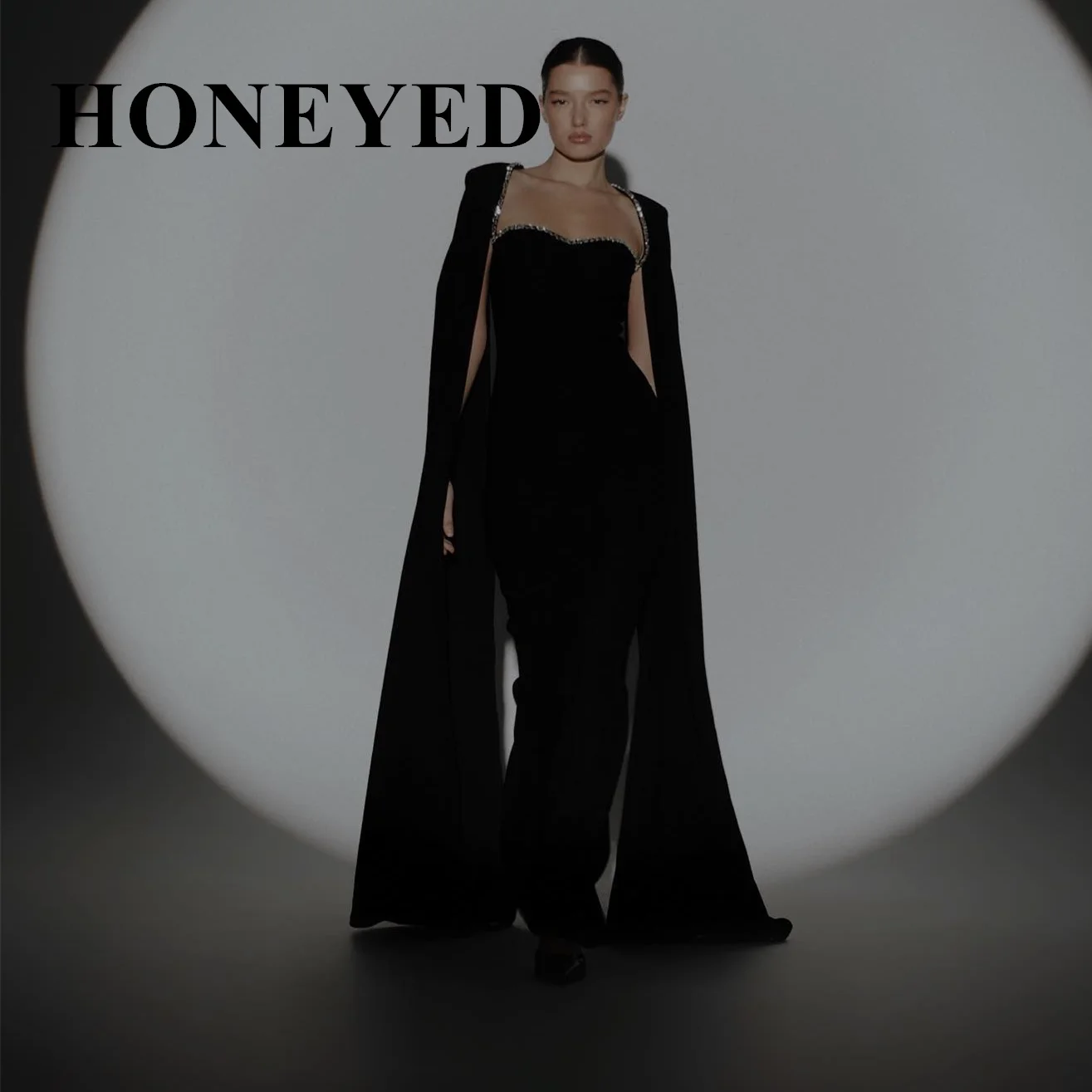 

HONEYED 2024 Simple Sweetheart Long Sleeves Sheath Mermaid Beads Prom Dresses Formal Evening Occasion Gown Wedding Party Dress