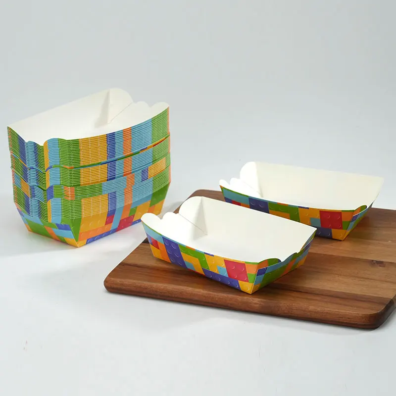 Paper Snack Boxes Disposable Tablewarea Building Blocks Birthday Decor Children's Toys Theme Party Baby Shower Supplies