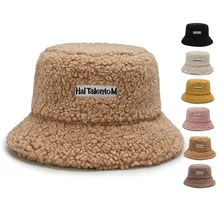 

Cute Fluffy Bucket Hat Autumn Winter Luxury Fisherman Hat Women's Versatile Hat Lamb Wool Leisure Fuzzy Plush Net Warm Panama