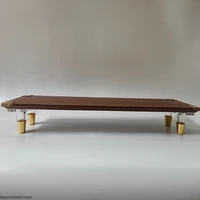 Acrylic Cone Foot Monitor Stand with Brass Details Walnut Wood Computer Desks Office Riser Shelf for Screen Elegant Display Base