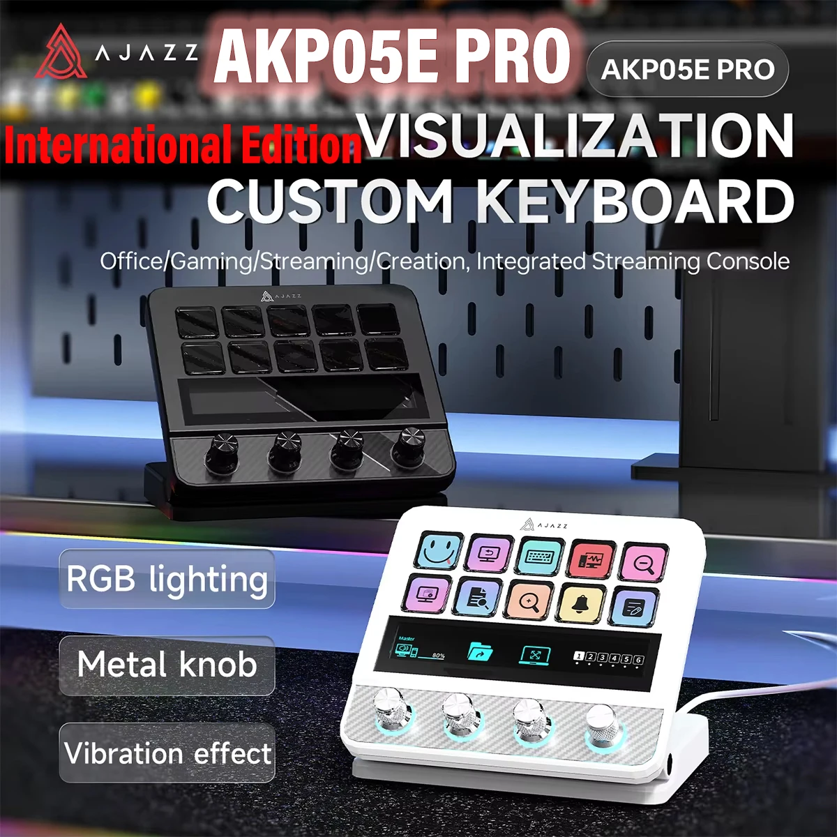 Ajazz AKP05E Pro ダイナミック背景ボタン照明 振動フィードバック