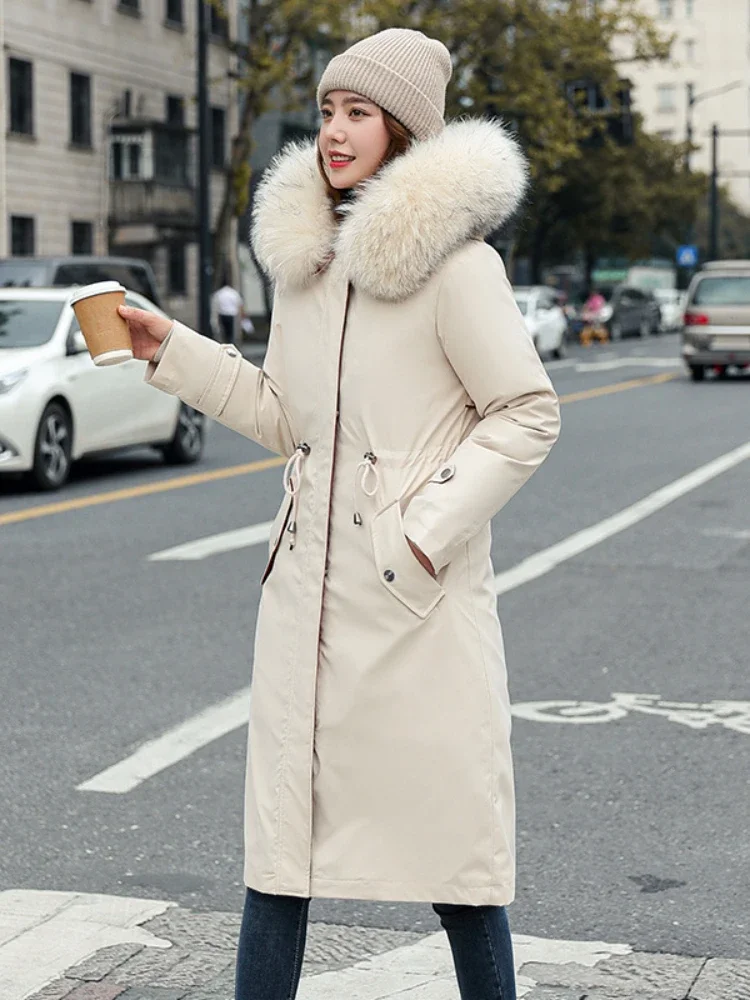 Winter Jackets for Women 2024 Mid Length Knee New in Detachable Oversized Korean Fashion Thick Cotton Women\'s Cotton Coats