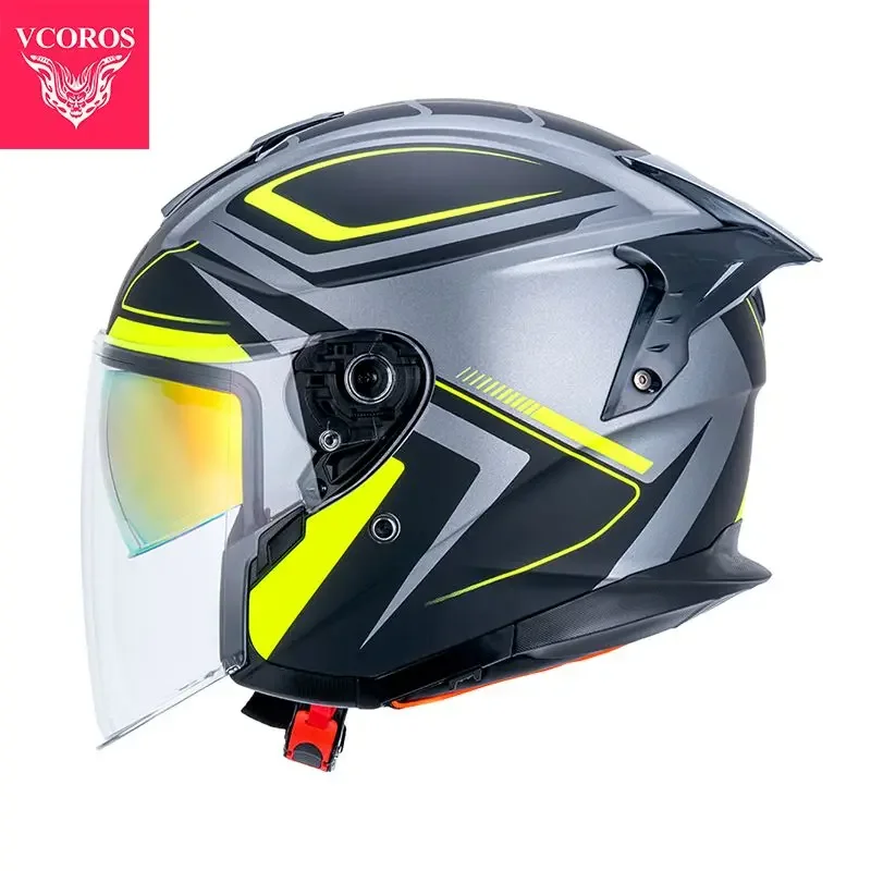 Casco de motocicleta italiano VCOROS Casco abierto de doble lente Casco de locomotora Cascos de moto de media cara Certificación ECE Casco de moto