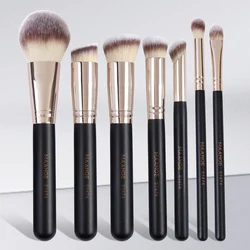 MAANGE 7-Piece Soft Bristle Makeup Brush Set (Black)