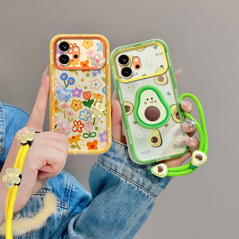 3D Cartoon Flower Butterfly Phone Case with Lanyard Cover