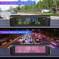 Newest Car USB Solar Charge Smart Digital Clock Calendar Time Temperature LED Display Automobile Interior Accessories Auto Start 2