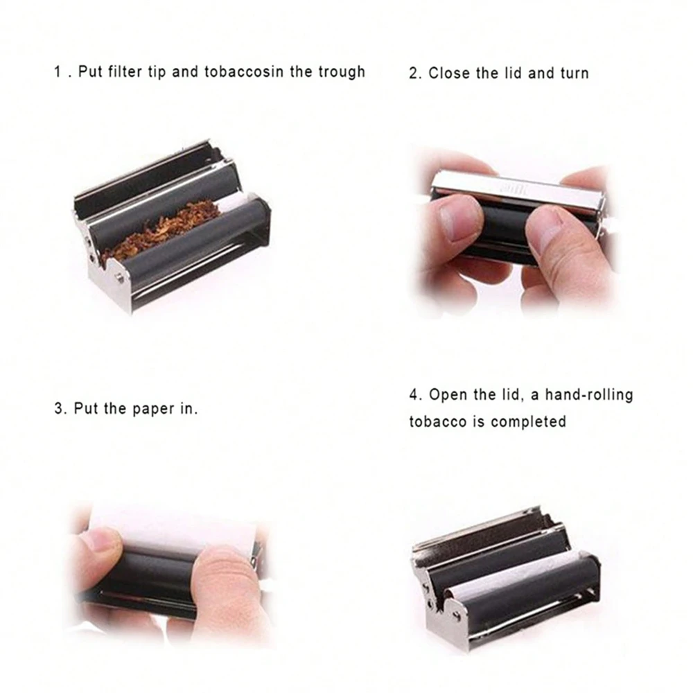 Portable Metal Tobacco Roller Cigarette Maker - 70mm Rolling Machine Smoking Accessory