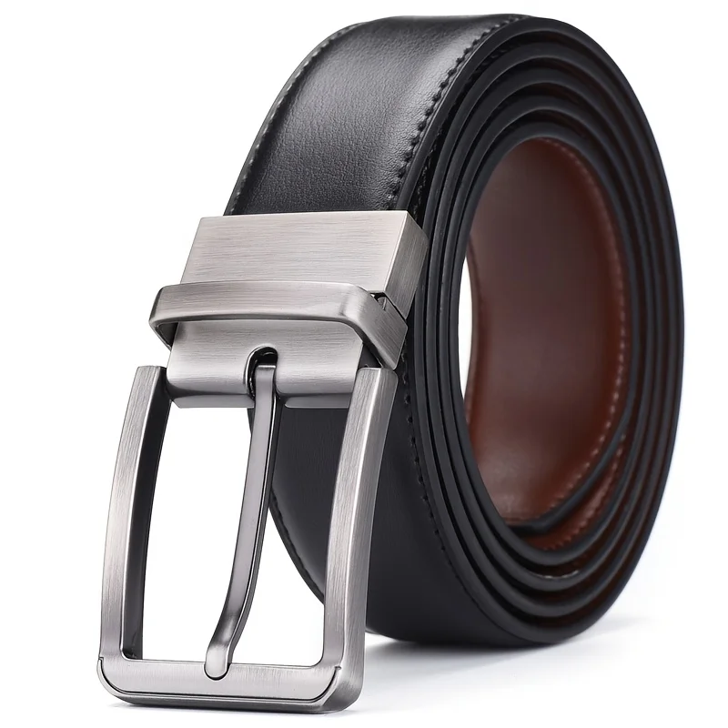 Men's Classic Double-Sided Belt with Rotatable Alloy Buckle