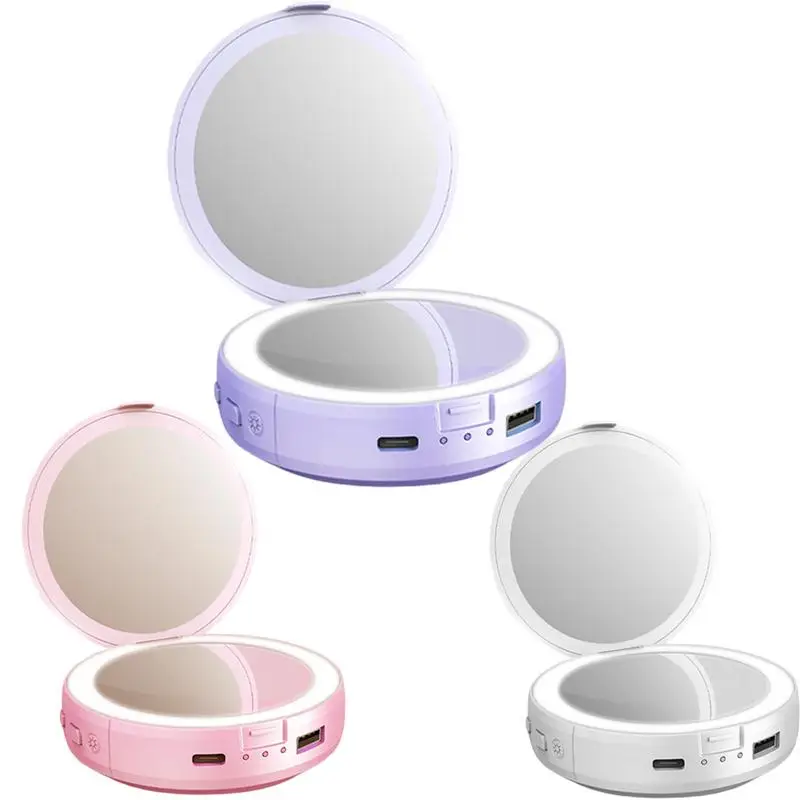 4 In 1 Portable Hand Warmer With Light Rechargeable Travel Mirrors Large Capacity Mobile Power winter warmth accessories