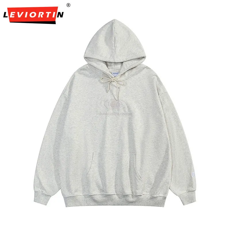 

Fashion Versatile Embroidery Hooded Sweatshirt Men's Solid Color Casual Loose Pocket Long Sleeve Sweatshirt