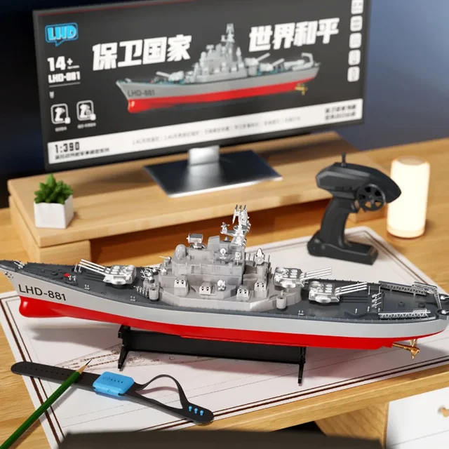 1:390 Scale Remote Control Battleship Warship Boats Large Rc Ship Electric Simulation Battle Military Game Toy Children Gift 3
