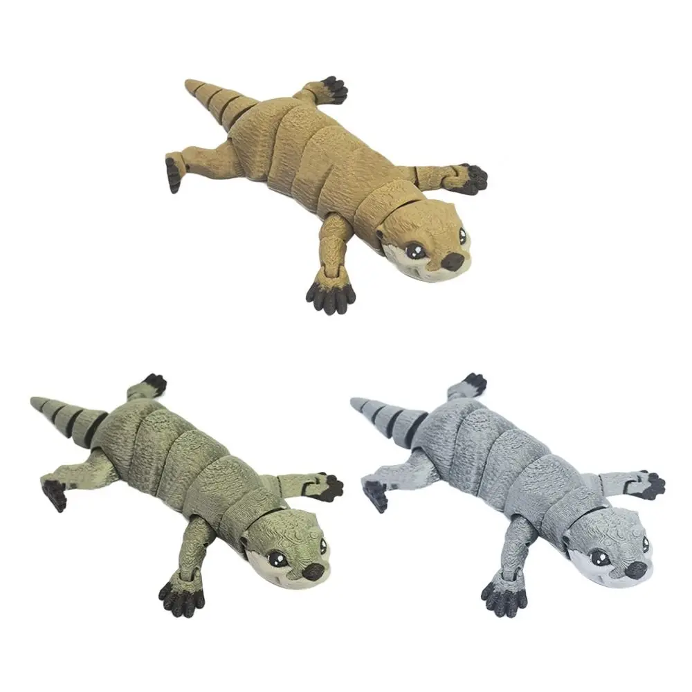 Cute PLA Otter Model 3D Printed Solid Color Otter Action Figurine Movable Multi-jointed Mini Otter Desktop