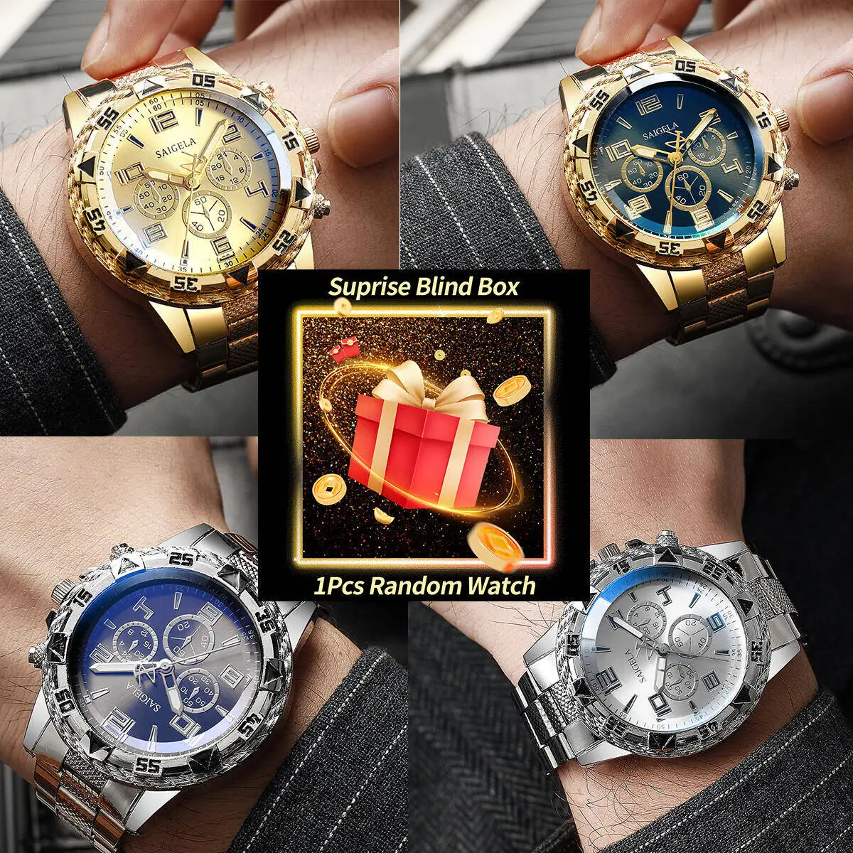 1PC Surprise Mystery Watch Blind Box-Men Business Watches Fashion Arabic Dial S…