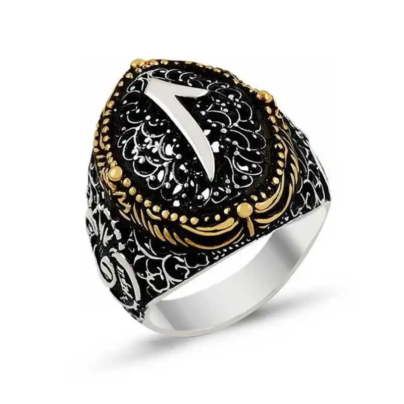 

Tevuli 925 Sterling Silver Arabic Aleph Written Male Ring