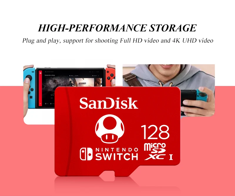 SanDisk TF-Karte 1 TB, 512 GB, 256 GB, 128 GB, MicroSDXC, Geschwindigkeit bis zu 100 MB/s, Lesegeschwindigkeit der MicroSD-Karte für digitale Spiele der Nintendo Switch – Detail 3