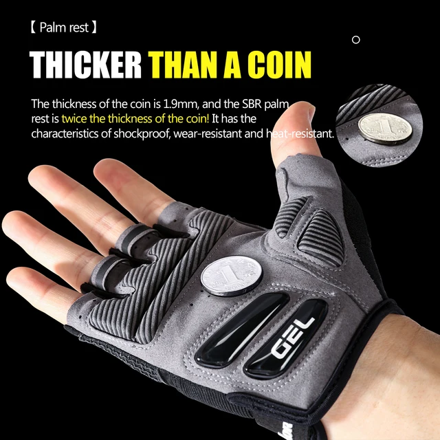Summer Half Finger Mountain Road Bike Gloves Black Liquid Silicone Shock Absorbent Breathable Wear Resistant Exercise Bike Fitne 3