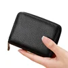 Multi Slot Card Holder Vintage Small Wallet Women Men Business Bank Credit Card Bag Male Coin Pouch Solid Leather Zipper Wallet 5