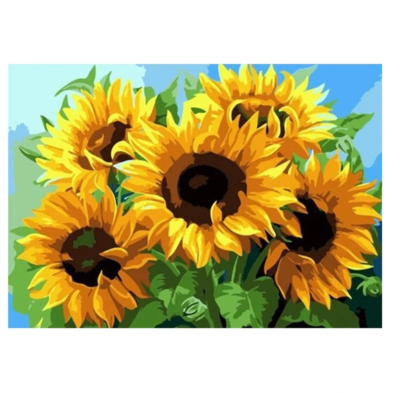 

Алмазная живопись «сделай сам», Полный алмаз, Круглый Алмазный крест, украшение для гостиной, подсолнухи