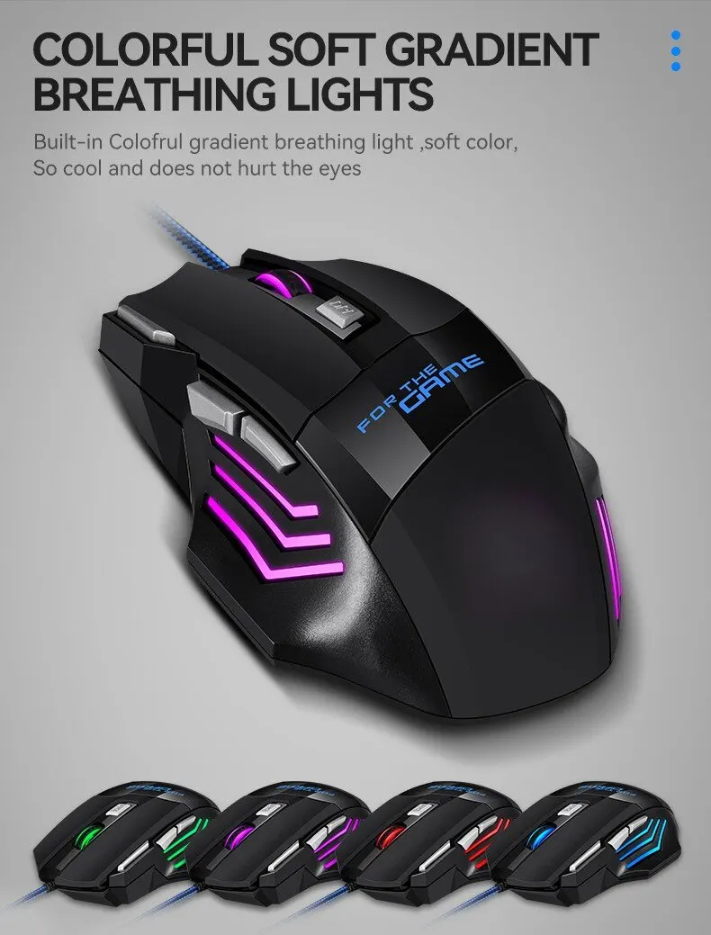 1 PC ITLY New Hyperspeed USB Gaming Mouse RGB Backlit Ergonomic Game Mice 7D Esports Wired Mouse for Laptop PC Gamer