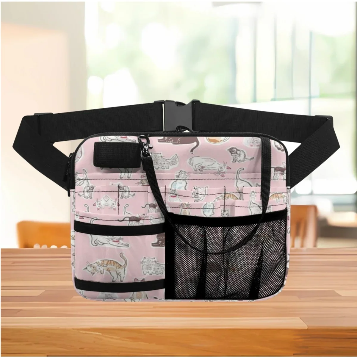 thumbnail image 1 of Bolsa organizadora de envío directo para estetoscopios, tijeras de vendaje, diseño de gato de dibujos animados lindo, riñonera informal para enfermera, soporte para herramientas médicas, 1 of 5