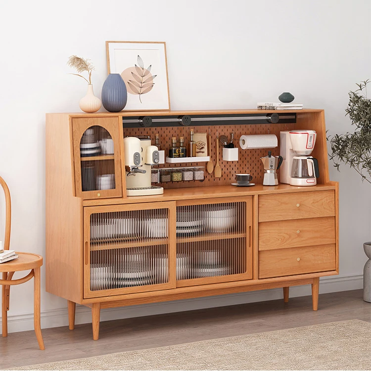 Y Nordic Solid Wood Wire-Wrap Board Sideboard Cabinet Home Display Cabinet Wall Tea and Wine Cupboard Multi-Functional