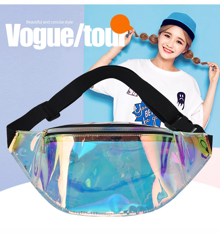 Taille Tasche Persönlichkeit Dazzling Laser Fanny Pack Wasserdicht Mode Holographische Brust Tasche Cross-Body Tasche Verschluss Geldbörse – Detail 1