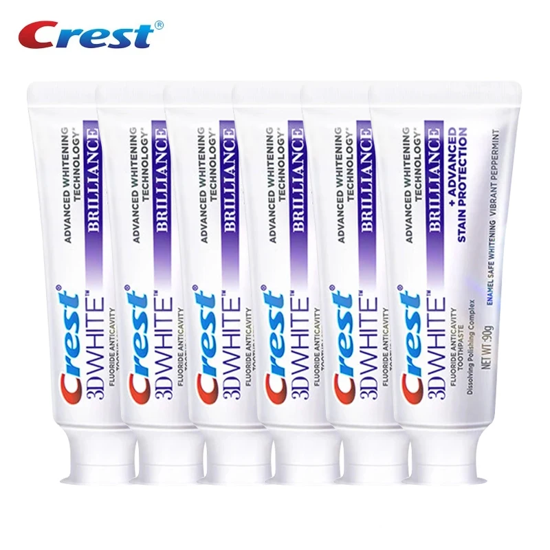 Crest pasta de dientes blanca 3D, 90g, eliminación de manchas, blanqueamiento, fluoruro avanzado, anticavidad complejo, higiene bucal, pasta de dientes para apretar