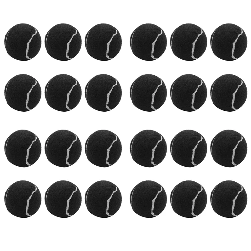 ELOS-24Pcs Pack Tennis Balls Wear-Resistant Elastic Training Balls 66Mm Ladies Beginners Practice Tennis Ball,Black