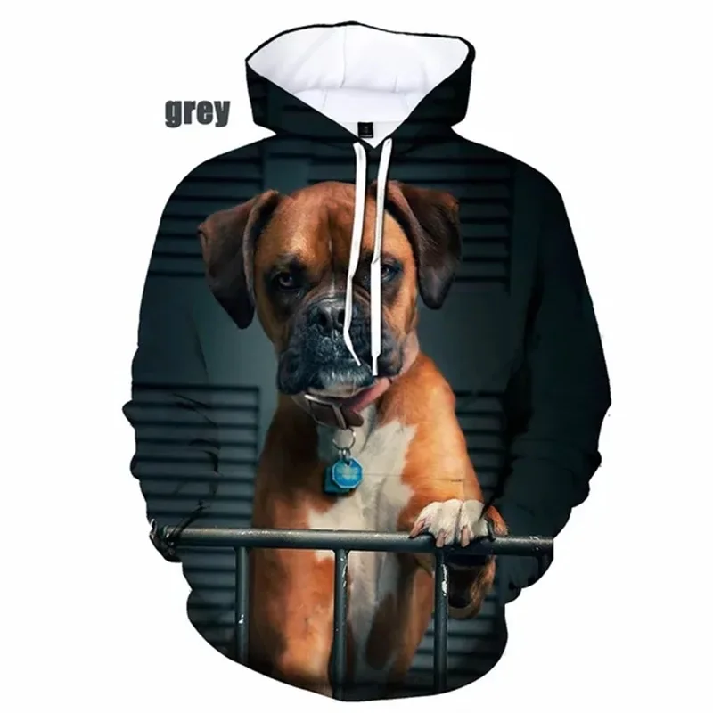 thumbnail image 1 of Sudadera con capucha con estampado 3D de animales y boxeador para hombre, ropa de calle informal con estampado de perro, talla grande, última moda, 1 of 4