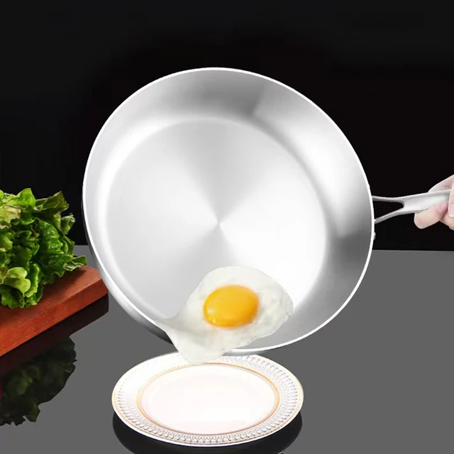 Padella in acciaio inossidabile 316 Wok Padella antiaderente Pentola per bistecche fritte Pentole da cucina non rivestite per fornelli a gas e fornelli a induzione Wok 2
