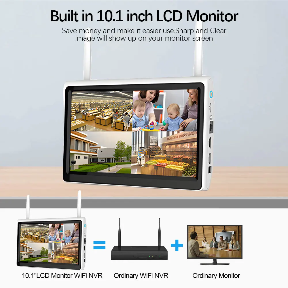 4K ワイヤレスデュアルレンズ CCTV 監視システム 10CH 10.1 "スクリーン NVR セット 8CH カラーナイトビジョン Wifi PTZ  カメラセキュリティキット 8CH - AliExpress 