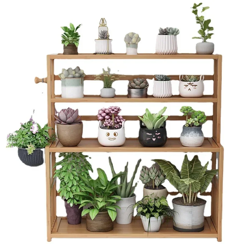 Simple Desktop Plant Stand Living Room Bamboo MultiLayer Seasoning Rack Home Office Storage Organizer Compact and Functional