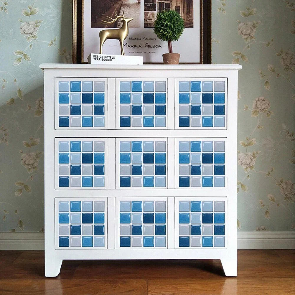 10Pcs 3D Baseboard Sticker Moroccan Mosaic Tile Style Wall Border Sticker DIY Kitchen Bathroom Decoration Waistline Wall