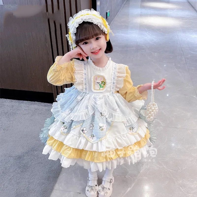 Baby Girl Yellow Lace Lolita Princess Dress Infant Toddler