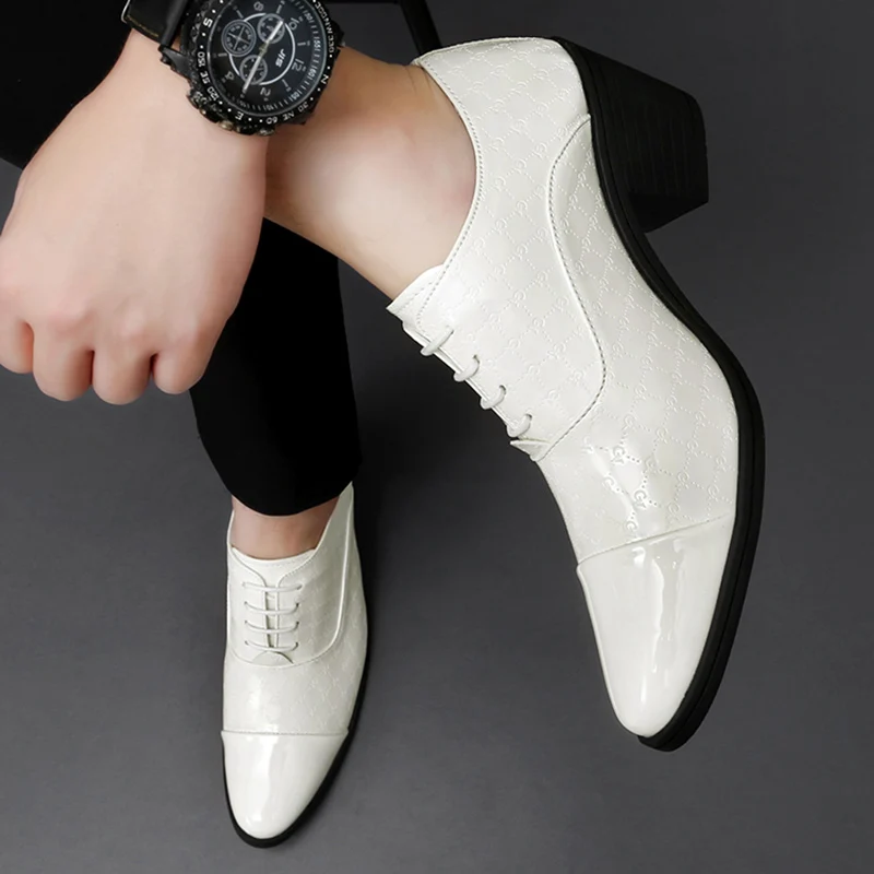 Men Formal Shoes High Heels Oxfords Mocassins Dress Driving Wedding Boat Shoes leather shoes