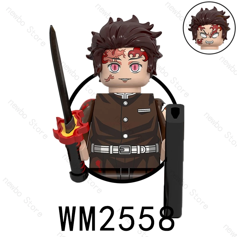 Japan Anime Demon Slayer Infinite City War Samurai swordsman Tanjirou Nezuko Mini Action Figures Blocks Toy Kids WM6137 WM6138