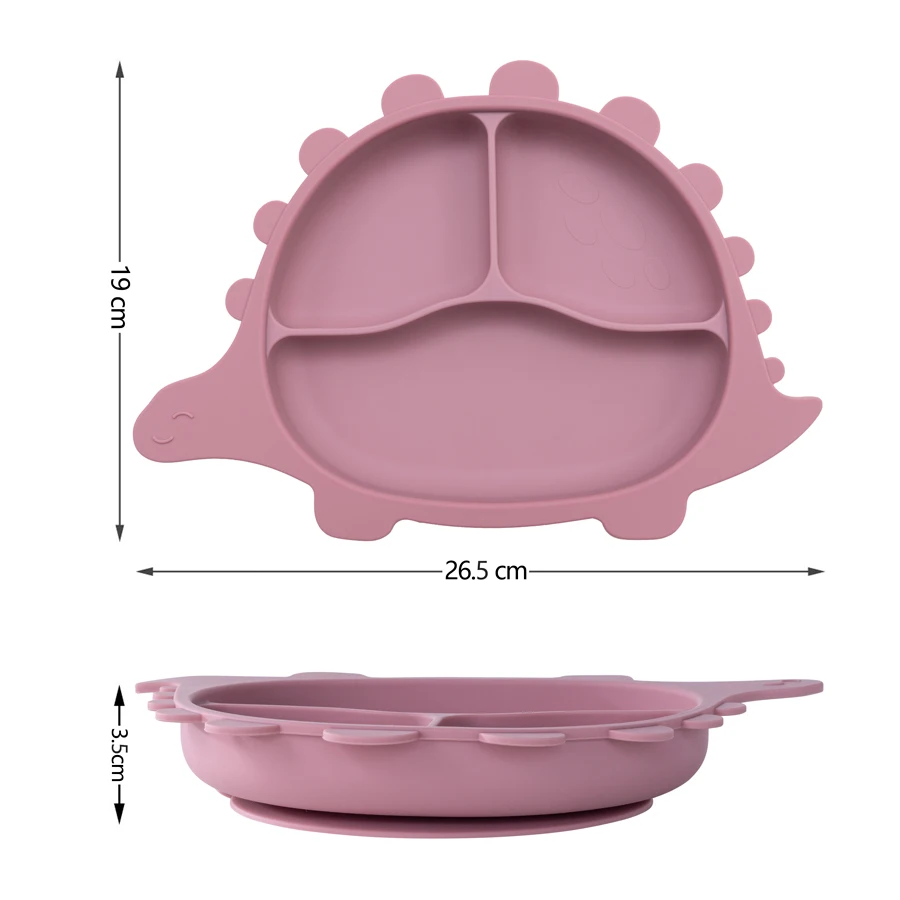 1PC BPA Free Dinosaur Children Dishes Suction Plates Silicone Baby Feeding Dining Plate For Toddlers Training Bowl Baby Stuff 4