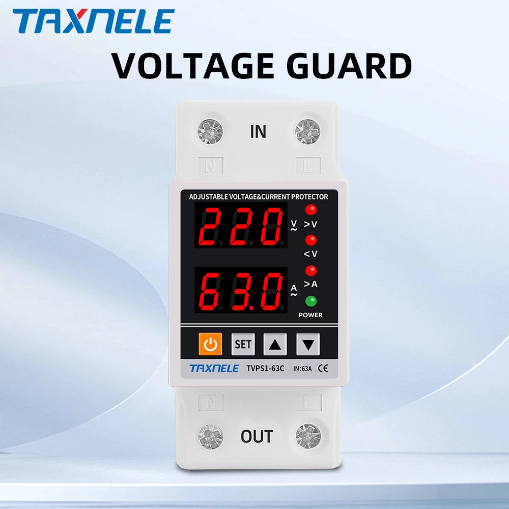 Din Rail Dual Display Adjustable Voltage/current Protective Relay Device