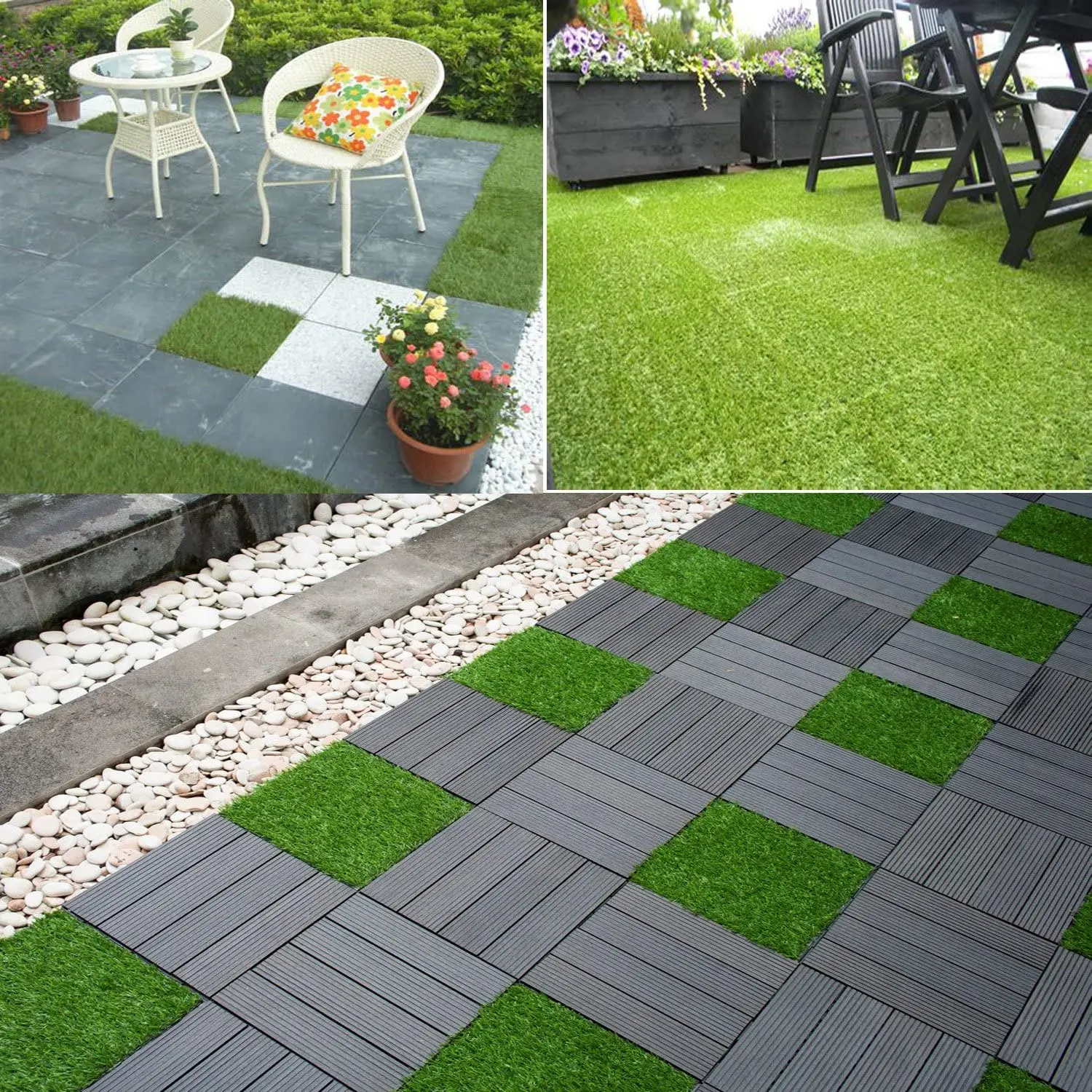 Artificial Grass Tile Interlocking Floor Tiles Grass Deck Mats Fake