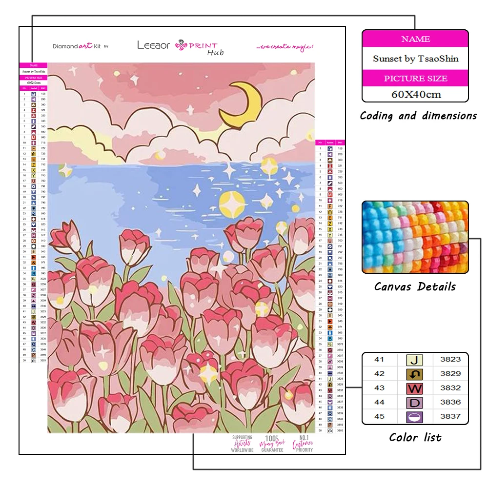 5D Landscape Cartoon Diamond Painting Beautiful Flowers And Moon Full Rhinestone Mosaic Embroidery Cross Stitch Kit Home Decor diamond art painting kit diamond painting set diamond painting