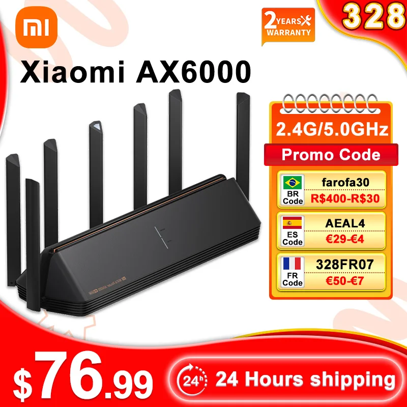 【IN stock】 Xiaomi роутер AX6000 AIoT 6000Mbs WiFi6 vpn-512 MB процессор Qualcomm Mesh ретранслятор внешний