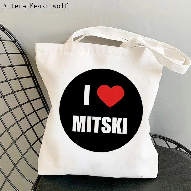 Women Shopper bag mitski crying girl Printed Kawaii Bag Harajuku Shopping Canvas Shopper Bag girl handbag Tote Shoulder Lady Bag