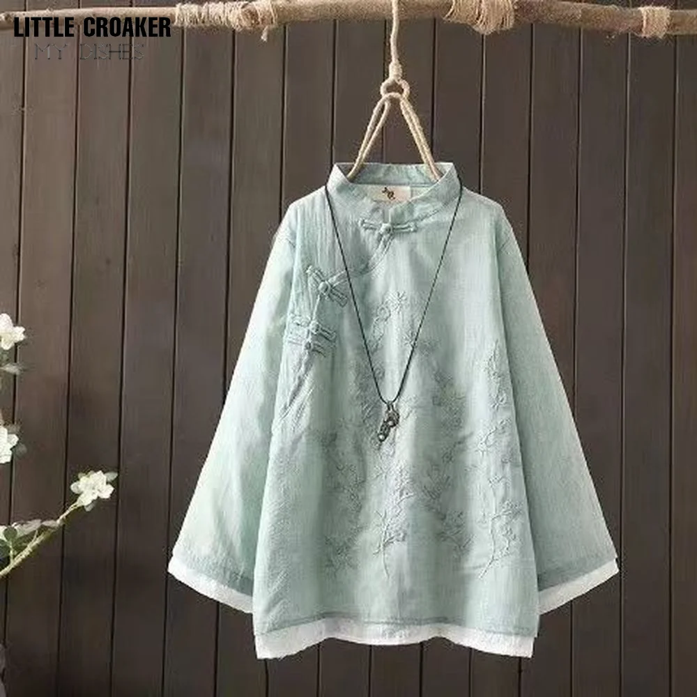 China Style Shirt Vintage Cheongsam Tops Hanfu Women Chaqueta Chinese Traditional Dress Tang Suit Harajuku Embroidery Blouse