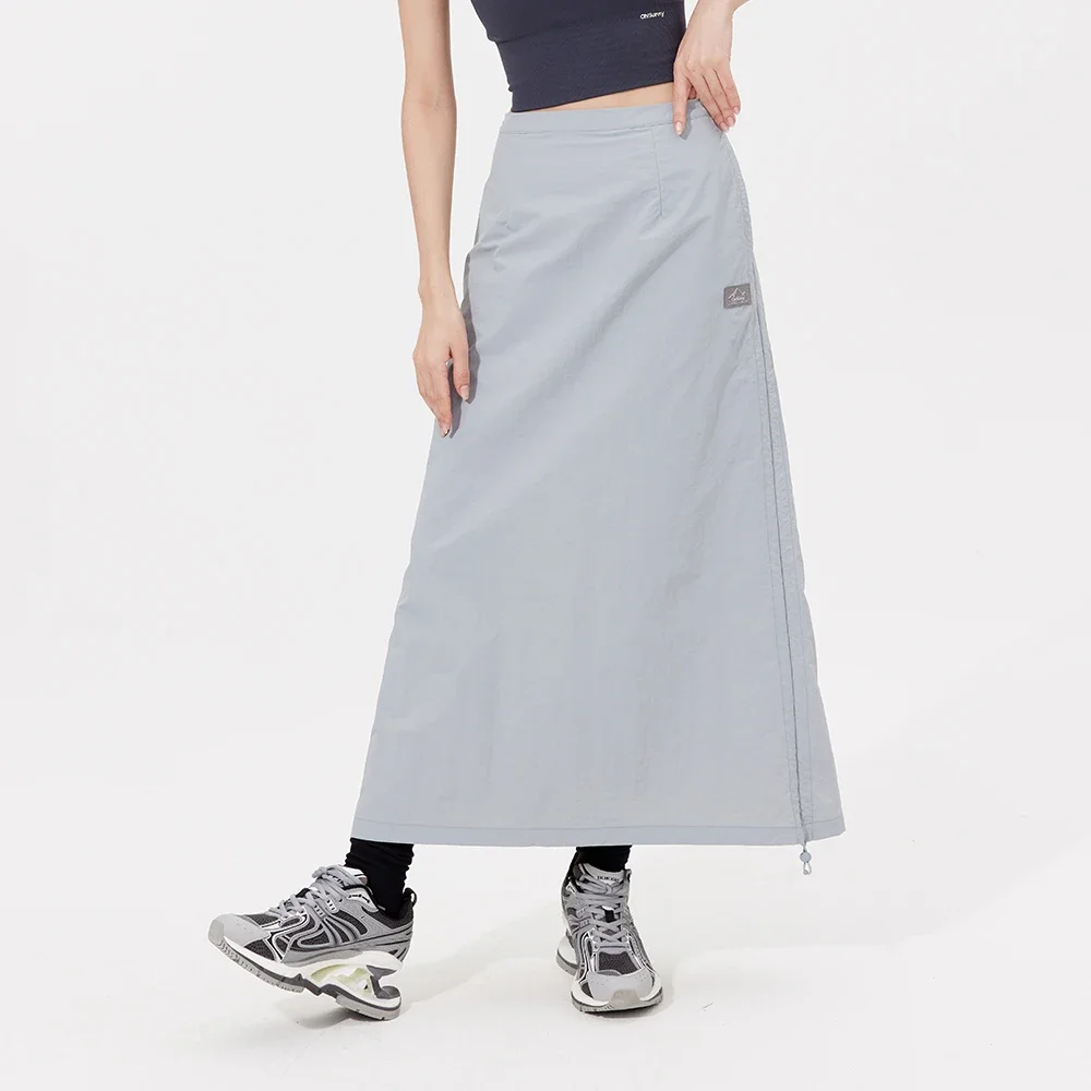 OhSunny Spring Summer Sunscreen Long Skirt Women Paper Feeling Fabric Anti-UV UPF50+ Adjustable Drawstring  A-line Wrap Dress