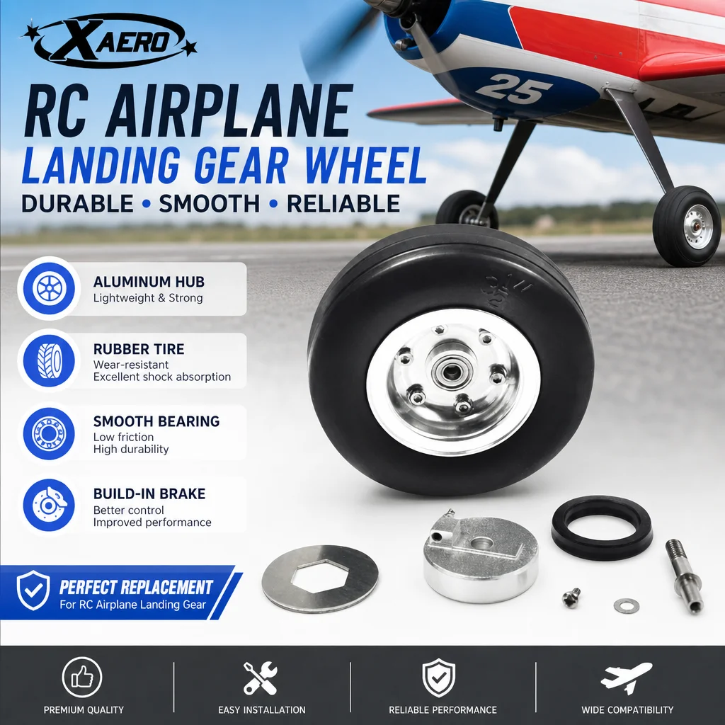 XAERO 1PC RC Flugzeug Fahrwerk Rad mit Aluminium Nabe Gummi Reifen Lager Bremsrad Ersatz Zubehör