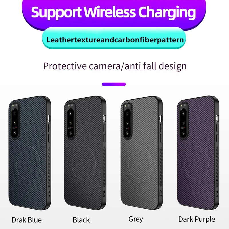 Carbon Fiber Texture PU Leather Magsafe Magnetic Phone Case Cover