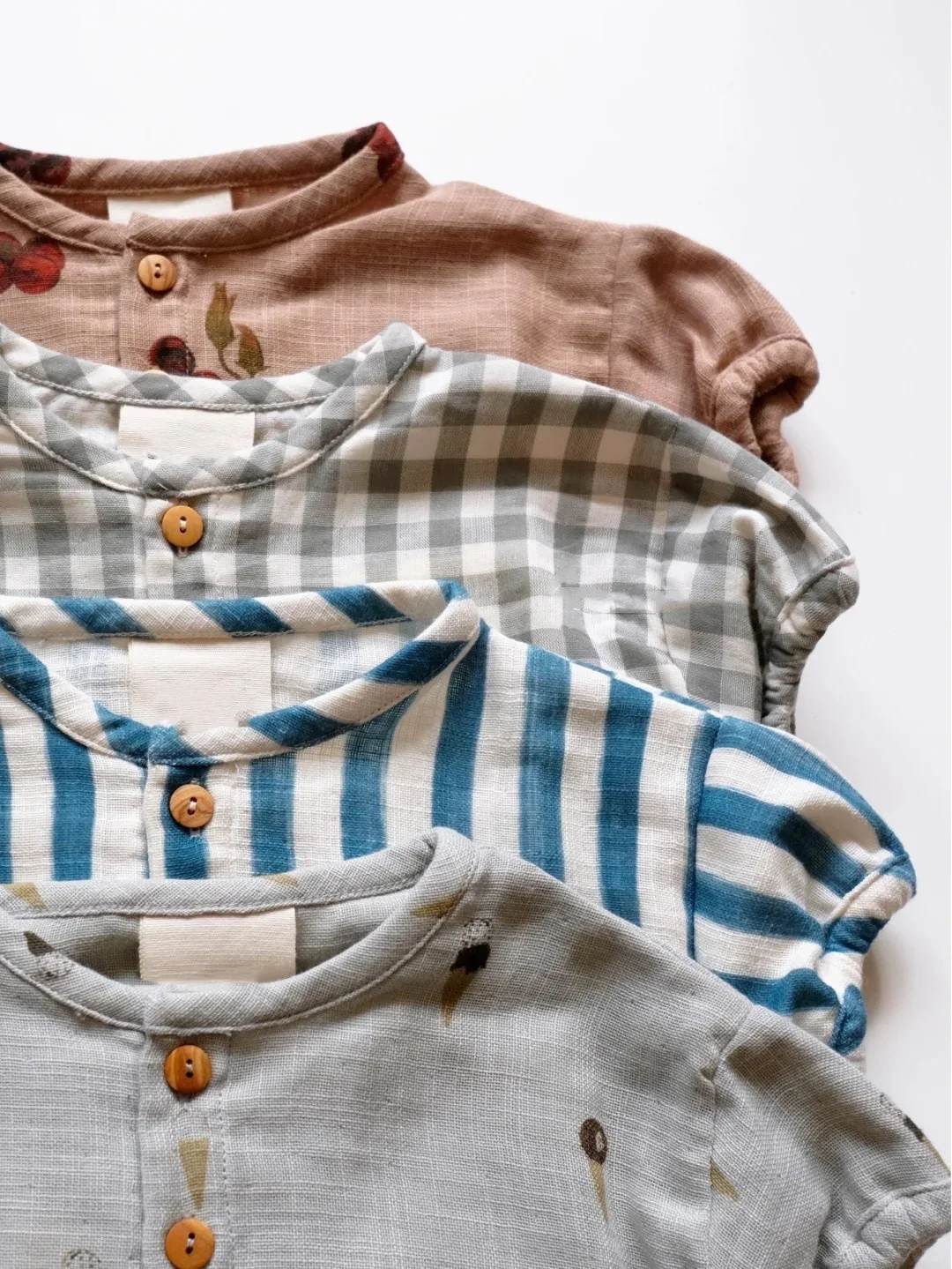 Description Picture 3 of itemRomperDew Summer Baby Clothes Baby Cute Round Neck Triangle Pajamas Children Short-sleeved Bum Coat Baby Rompers