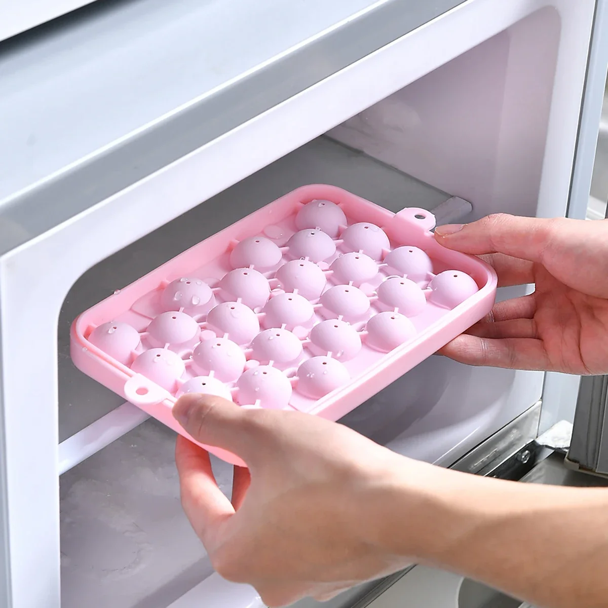 25 Grids Silicone Ice Grid Ball Ice Cube Mold with Cover Storage Box Easy to Demould Bar Home Party Kitchen Tools ice mold