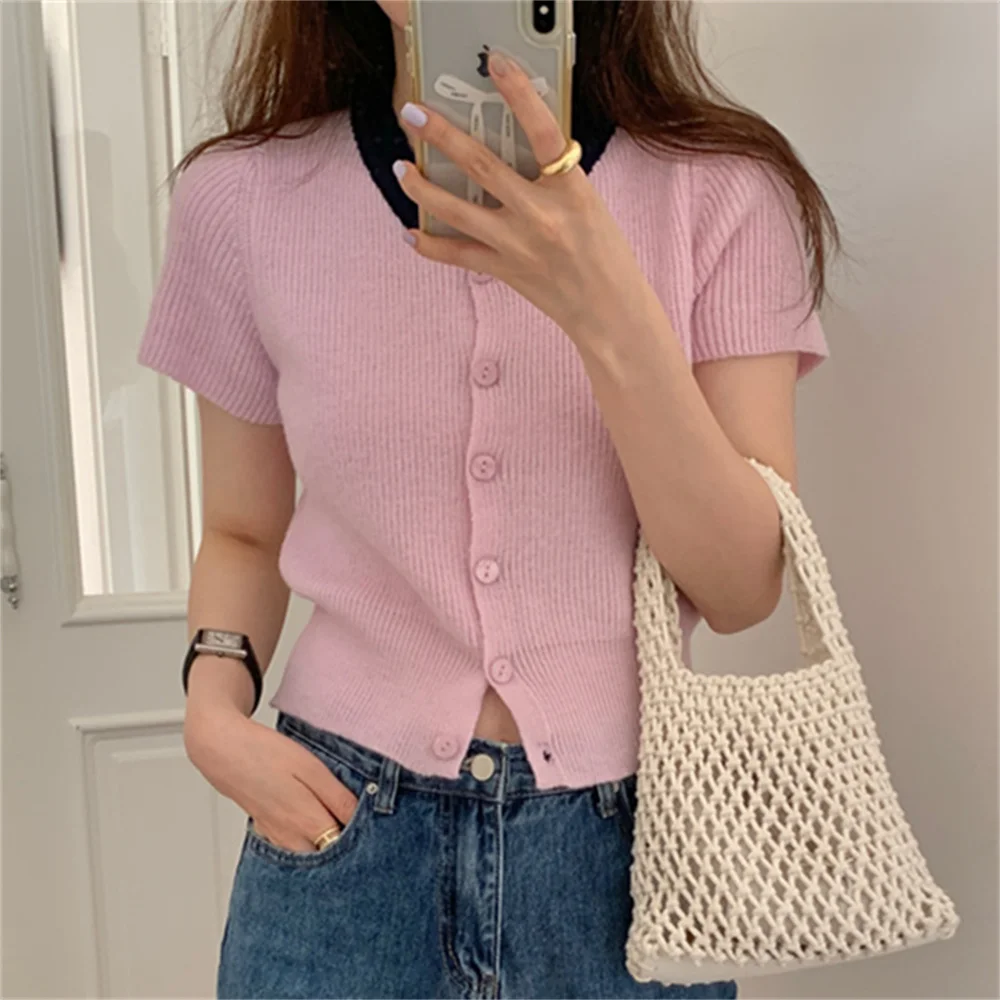 

PLAMTEE Slim OL Sweaters Coats Women Knitted 2023 Summer Gentle All Match Mujer Chic Solid Elegant Short Sleeve Cardigans Lady